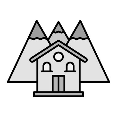 Mountain House modern ikon vektör illüstrasyonu