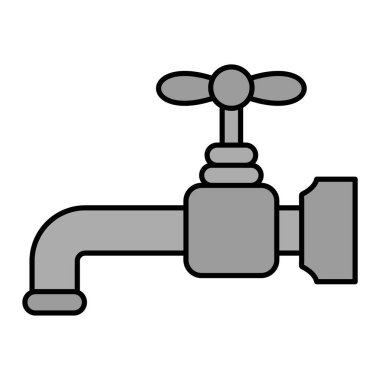 Musluk simgesi. Beyaz arkaplanda izole edilmiş web tasarımı için ana hatlı musluk vektör sembolü 