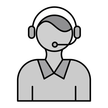 Kulaklık ve kulaklık vektör illüstrasyon tasarımlı çağrı merkezi operatörü