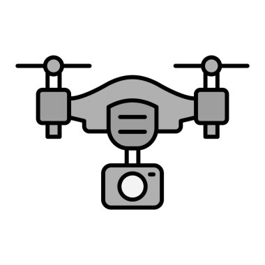 İHA vektör simgesi. Düz çizim çizimi. 10 saniye.