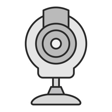 Web kamerası simgesi. Ana hatlı mikroskop vektör çizim sembolü. düzenlenebilir vuruş