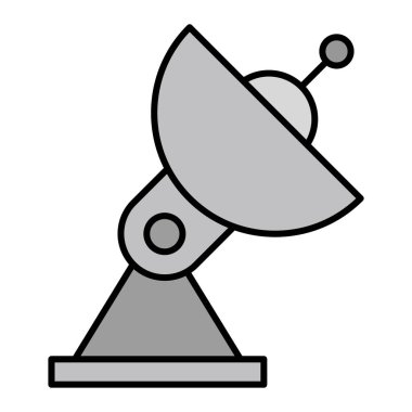 uydu anten simgesi. Bilim ve teknoloji temasını özetle. vektör illüstrasyonu