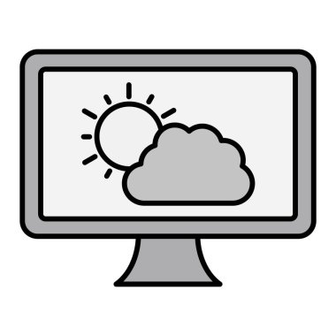 Bulut hesaplama simgesi. Web için güneş vektör simgelerinin özet çizimi