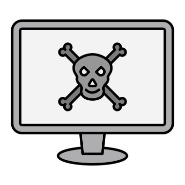 Virüs ikon vektör illüstrasyon tasarımı ile bilgisayar monitörü