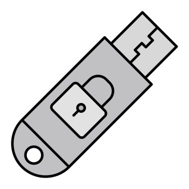 Flash Sürücü simgesi vektör resimleme grafik tasarımını güvene al 
