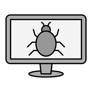 Kötü amaçlı yazılım, bilgisayar güvenlik simgesi. vektör çizimi izole edildi