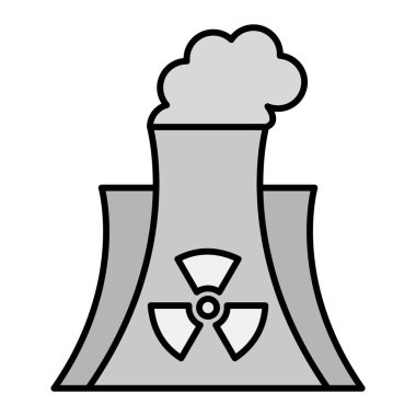 Nükleer enerji santrali ikon vektör çizimi tasarımı