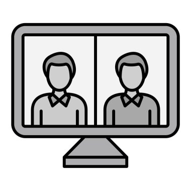 Çevrimiçi konferans. Web simgesi basit illüstrasyon 