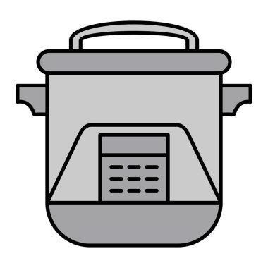 Yemek ikonunun pirinç pişirme vektör illüstrasyonu.