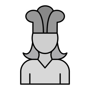 Bayan Şef Avatar simgesi vektör illüstrasyon grafik tasarımı