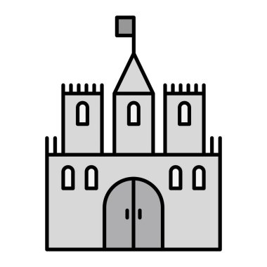 Şato kulesi ikonu. Web için ortaçağ inşa vektör simgelerinin basit illüstrasyonu