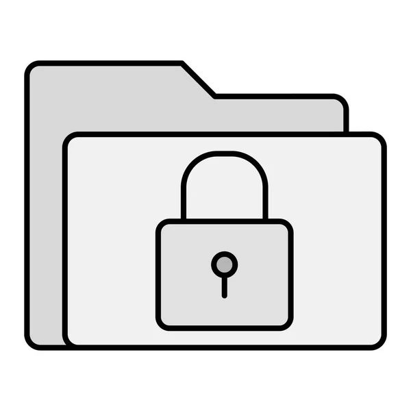 Secure Folder Icon Outline Vector Illustration Lock Key — Vetor de Stock