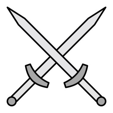 Kılıç simgesi. Web için ortaçağ kılıç vektör simgelerinin basit illüstrasyonu