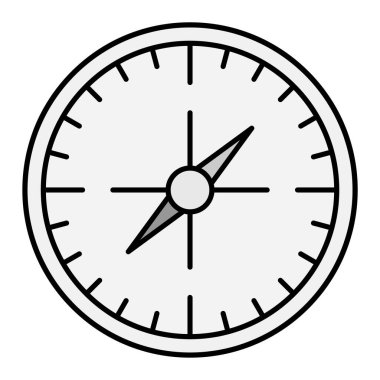 pusula simgesi. siyah ve beyaz resimleme.