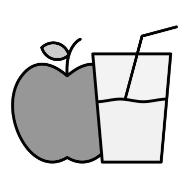 elma suyu ve cam ikon vektör illüstrasyon tasarımı