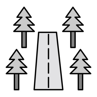 Yol simgesi vektörü. İnce çizgi sembolü. izole edilmiş sınır çizimi