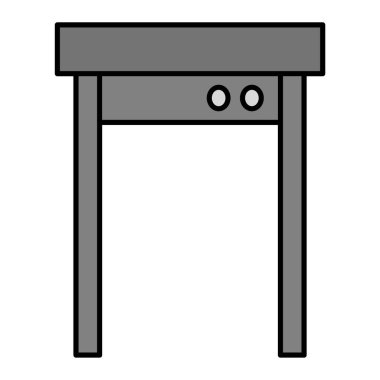 Mutfak sandalyesi ikonu. Web için ahşap tablo vektör simgelerinin özet çizimi