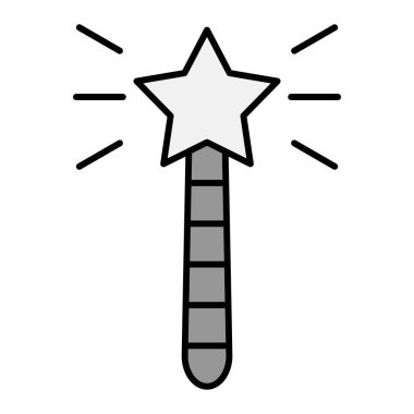 Sihirli değnek ikonu. ana hatlı yıldız partisi vektör sembolü resimleme.