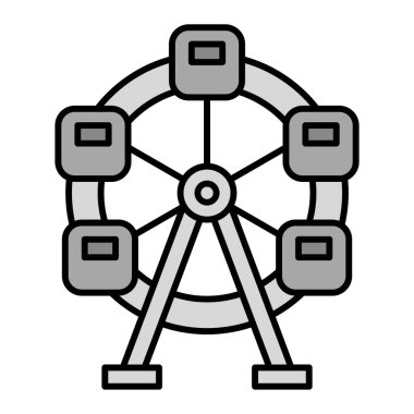 Dönme dolap ikonu. Atlıkarınca vektör çizgisi simgelerinin ince renk tarzında özet çizimi