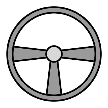 Tekerlek simgesi. siyah ve beyaz resimleme.