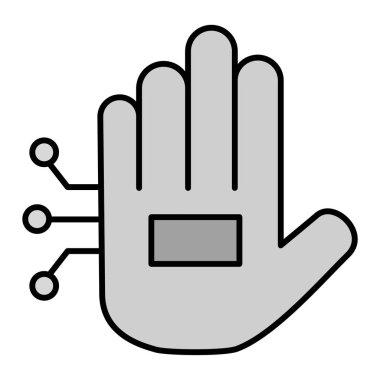 Dur işareti simgesiyle el. Ana hatlı virüs sembolü. vektör illüstrasyonu