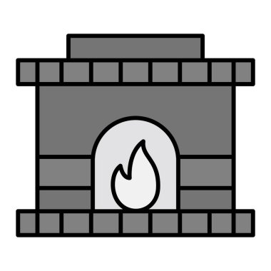 Şömine. Web simgesi vektör illüstrasyonu