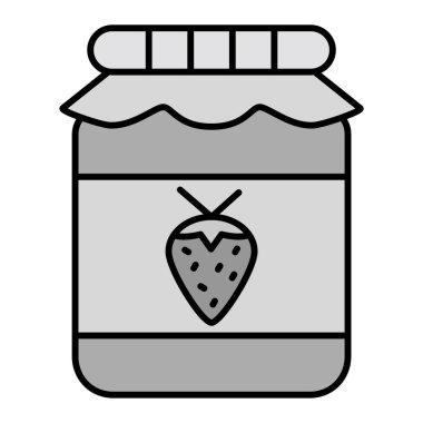 Reçel kavanozu. Ana hatlarıyla çilek şişesi çizimi. beyaz arkaplanda izole