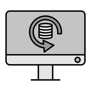 Veri depolama vektör illüstrasyon tasarımı ile bilgisayar monitörü