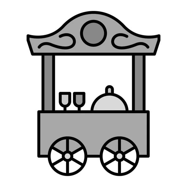 Значок Тележки Пикника Контурная Иллюстрация Векторных Значков Продуктов Питания Сети — стоковый вектор