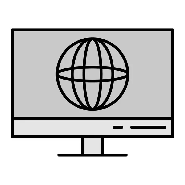Computermonitor Mit Technologie Und Internet Vektor Illustration Design — Stockvektor