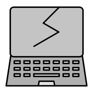 Kırık dizüstü bilgisayar simgesi. Web için klavye vektör simgelerinin düz çizimi