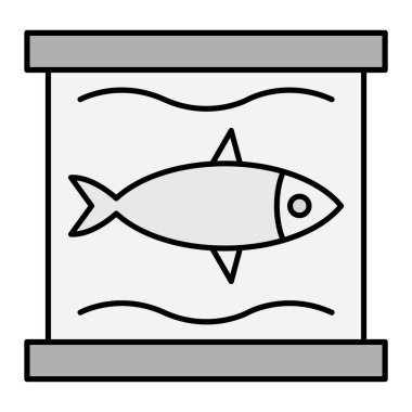 Balıklı akvaryum. Web simgesi basit illüstrasyon