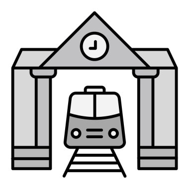 Tren İstasyonu modern ikon vektör illüstrasyonu