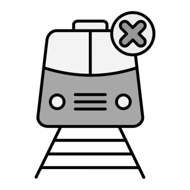 Tren İptal Edilen Modern Simge Vektör İllüstrasyonu