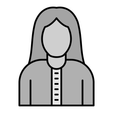 Moda tasarımcısı ikonu. Kadın vektör illüstrasyonunu özetle. beyaz arkaplanda izole