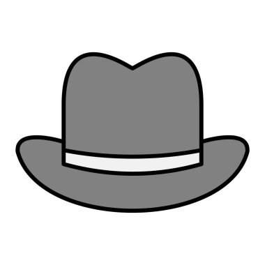 Şapka ikonu. siyah ve beyaz resimleme.