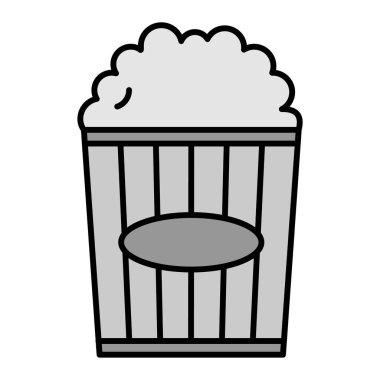Patlamış mısır kovası ikonu. Ana hatlarıyla sinema vektör sembolü. izole tasarım.