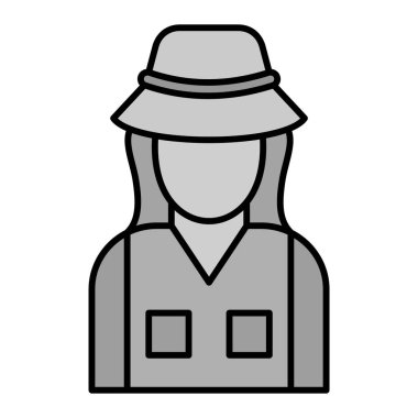 Balıkçı kadın vektör illüstrasyon simgesi