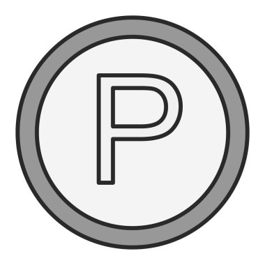 Park yeri simgesi. İnce ana hatlı sembol tasarımı. vektör illüstrasyonu.