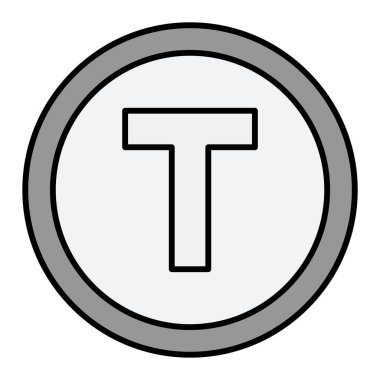 T kavşağı işareti. Basit vektör illüstrasyonu