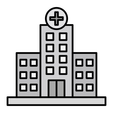 Hastane binası ikonu. Web için basit tıbbi klinik vektör simgeleri çizimi