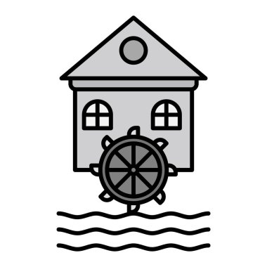 Water Mill ikon vektör illüstrasyonu 