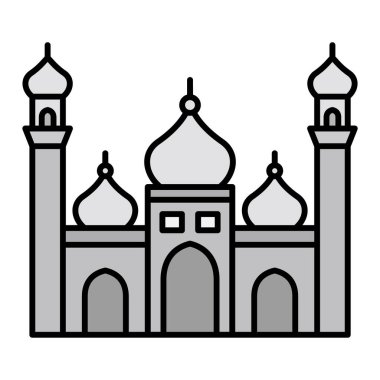 Badshahi Camii. Web simgesi basit illüstrasyon