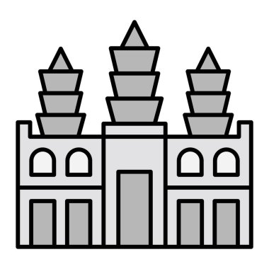 Angkor Wat yapı ikonunun vektör illüstrasyonu