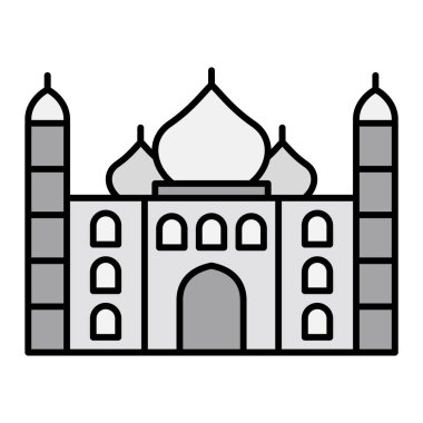 Taç mahal simgesi beyaz arkaplanda izole edilmiş taslak biçiminde. kilise sembolü