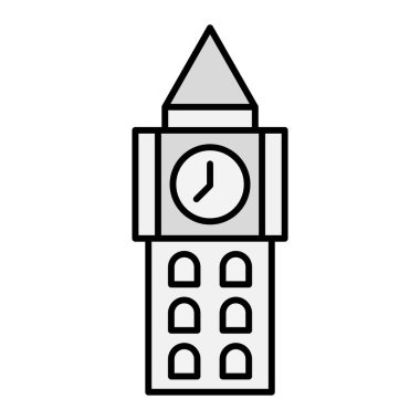 Clock Tower building icon. outline symbol of vector and fill style.