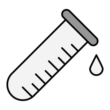Test tüpü simgesi. Ana hatlarıyla tıbbi şırınga vektör çizimi. izole edilmiş çevre arkaplanı.