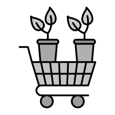 Bitkiler Trolley vektör illüstrasyon tasarımı