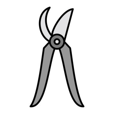 Secateurs simgesi. makas vektörünün ana hatları ve doldurma biçimi.