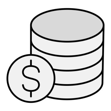 Dolar sikkeleri simgesi. Web için para vektör simgelerinin özet çizimi